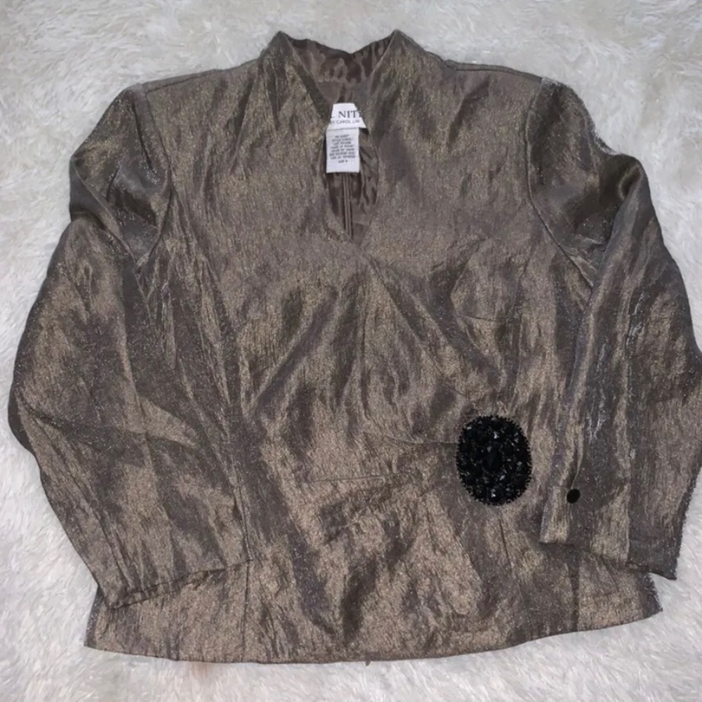 JR Nites by Carol Lin Iridescent Brown Blazer Sz 6 3/4 Sleeve Pre-Owned